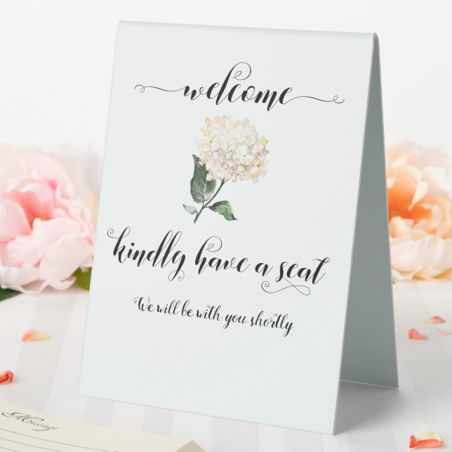 Schwarze Kalligraphie floral Kindly haben ein Sitz Tischaufsteller (In Situ (Hochzeit))