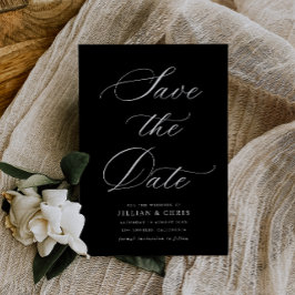 Schwarze kalligraphische Hochzeit speichern Sie di Einladung