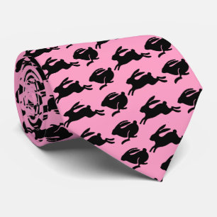 Schwarze Kaninchen hüpfen rosa Ostermode Krawatte