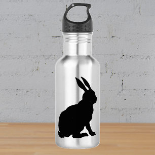 Schwarze Kaninchensilhouette Osterhase Trinkflasche