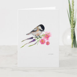 Schwarze Kappe Sweet Chickadee Wasserfarbenspiel Karte