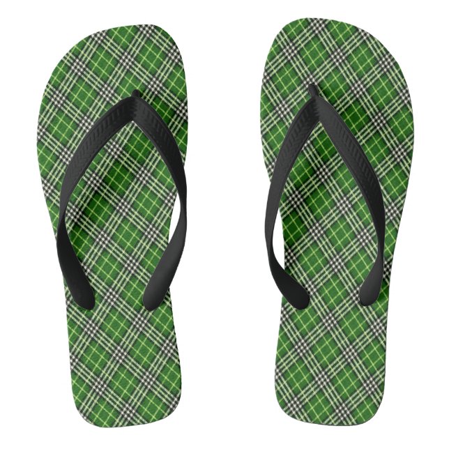 Schwarze karierte Flip Flops (Fußbett)