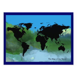 Schwarze Karte der Welt abstrakt Fotodruck