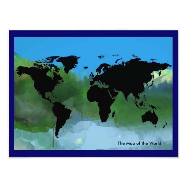 Schwarze Karte der Welt abstrakt Fotodruck (Vorne)