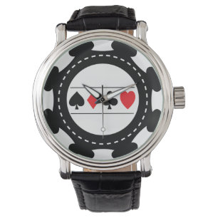 Schwarze Kasino-Chip-Uhr Armbanduhr