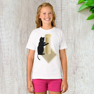 Schwarze Katz-Kratzpfosten-Silhouette T-Shirt