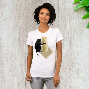 Schwarze Katz-Kratzpfosten-Silhouette T-Shirt