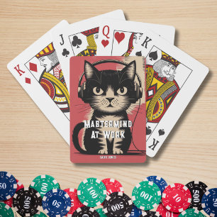 Schwarze Katz Meisterhirn bei der Arbeit Vintage R Spielkarten