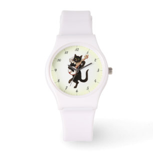 SCHWARZE KATZBANJOS-SUCHE ARMBANDUHR