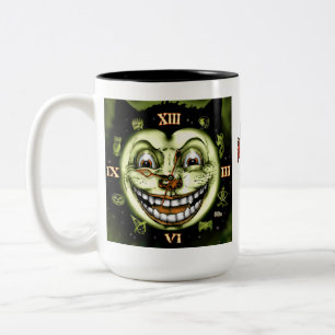 Schwarze Katze 13 Uhr Halloween Zweifarbige Tasse