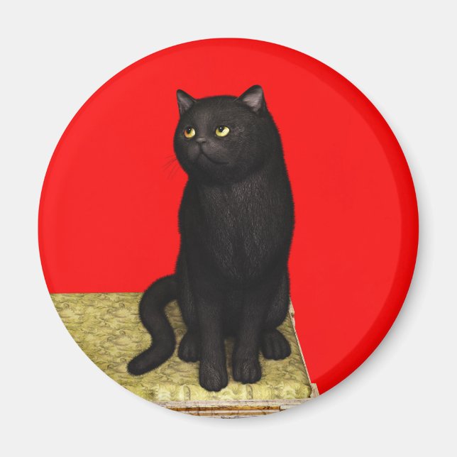Schwarze Katze 2 Magnet (Vorne)