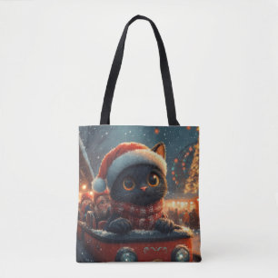 Schwarze Katze Achterbahn Weihnachten Tasche