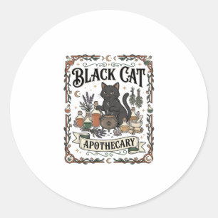 Schwarze Katze Apotheke Katze Witchy Mystische Apo Runder Aufkleber