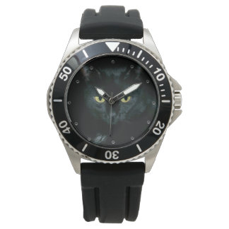 schwarze Katze Armbanduhr
