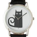 Schwarze Katze Armbanduhr<br><div class="desc">Eine lustige schwarze Katze zum viel Glück.</div>