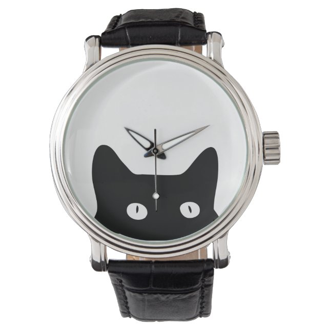 Schwarze Katze Armbanduhr (Vorderseite)