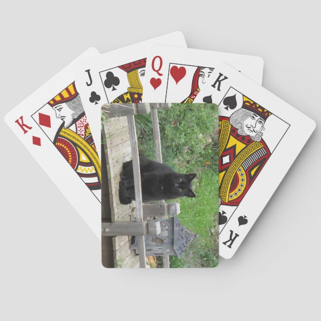 Schwarze Katze auf Brillen Spielkarten (Rückseite)