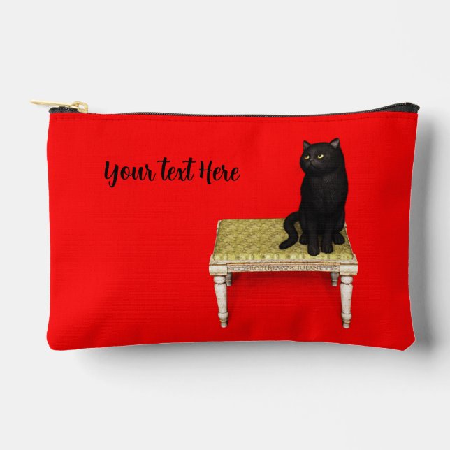 Schwarze Katze auf dem Hocker Notebook-Ärmel Zubehörtasche (Vorderseite)