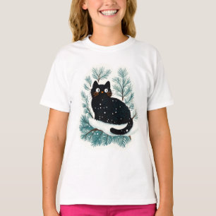 Schwarze Katze auf dem Weihnachtsbaum niedlich T-Shirt