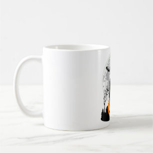 Schwarze Katze auf Kürbis Vollmond Halloween Kostü Kaffeetasse