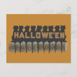 Schwarze Katze auf Log-Schatten Postkarte