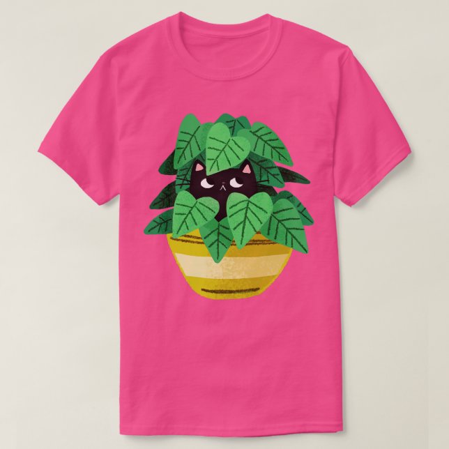 Schwarze Katze auf Planter T-Shirt (Design vorne)