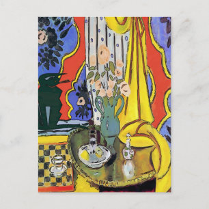 Schwarze Katze auf Sofa Postkarte