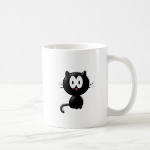 Schwarze Katze auf weißem Hintergrund Kaffeetasse
