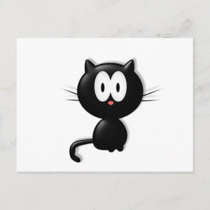 Schwarze Katze auf weißem Hintergrund Postkarte