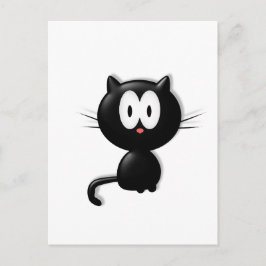 Schwarze Katze auf weißem Hintergrund Postkarte