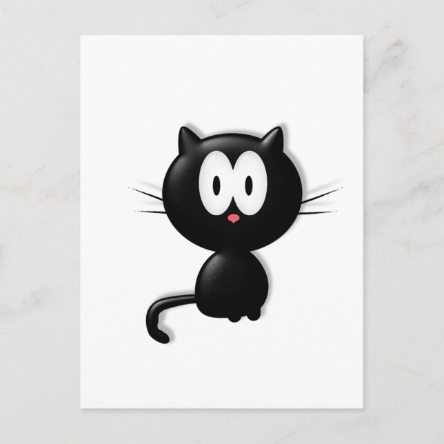 Schwarze Katze auf weißem Hintergrund Postkarte (Vorderseite)