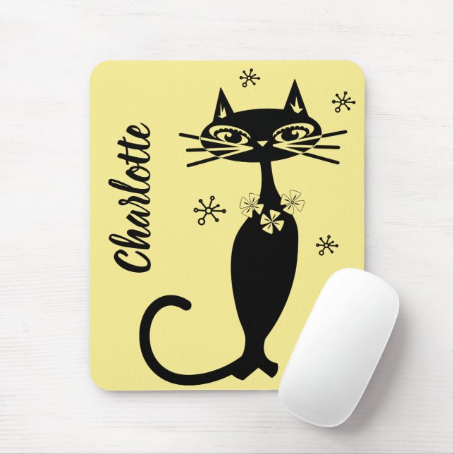 Schwarze Katze aus dem Mittelalter im goldenen Hin Mousepad (Mit Mouse)