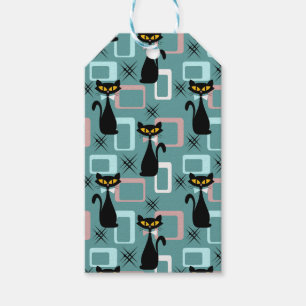 Schwarze Katze aus der Mitte des Jahrhunderts Geschenkanhänger