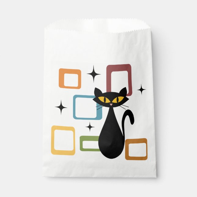 Schwarze Katze aus der Mitte des Jahrhunderts Geschenktütchen (Vorderseite)