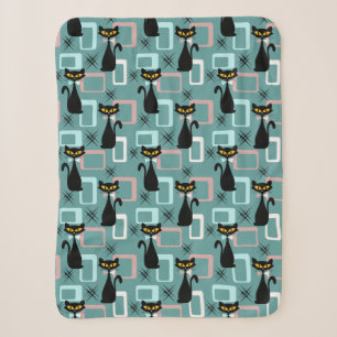 Schwarze Katze aus der Mitte des Jahrhunderts Sherpadecke