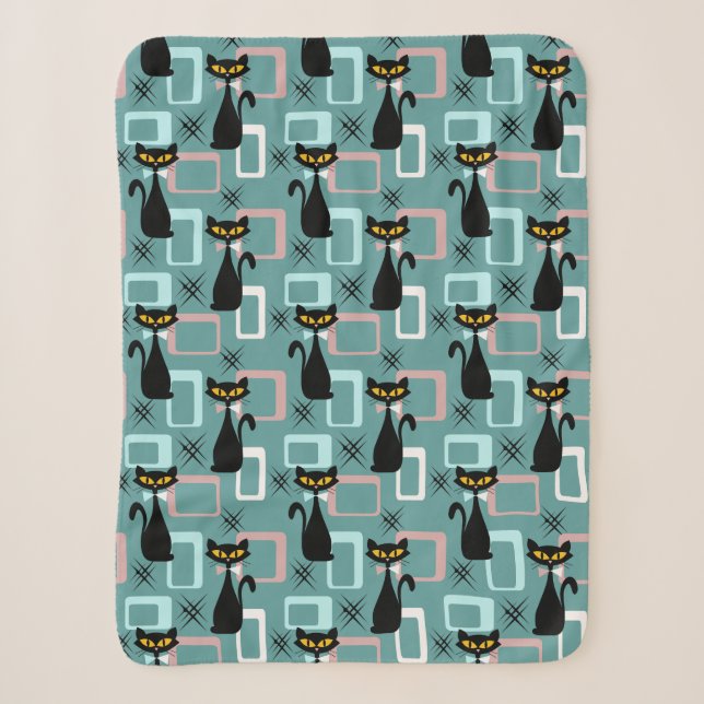 Schwarze Katze aus der Mitte des Jahrhunderts Sherpadecke (Vorderseite)