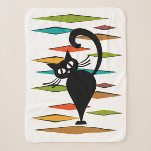 Schwarze Katze aus der Mitte des Jahrhunderts Sherpadecke