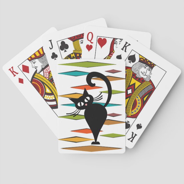 Schwarze Katze aus der Mitte des Jahrhunderts Spielkarten (Rückseite)