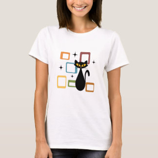 Schwarze Katze aus der Mitte des Jahrhunderts T-Shirt