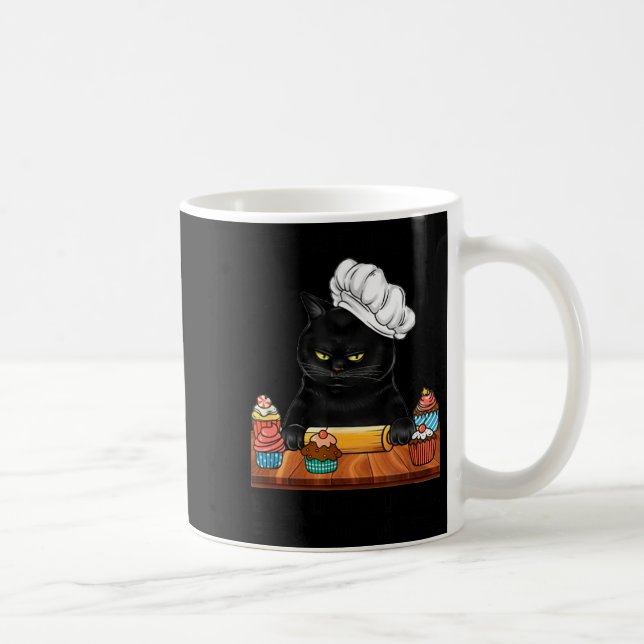 Schwarze Katze Backt Weil Mord Falsch Ist Katzenli Kaffeetasse (Rechts)