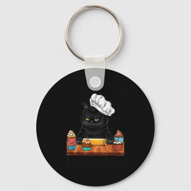 Schwarze Katze Backt Weil Mord Falsch Ist Katzenli Schlüsselanhänger (Vorderseite)