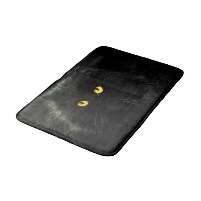Schwarze Katze Badematte (Schrägansicht)
