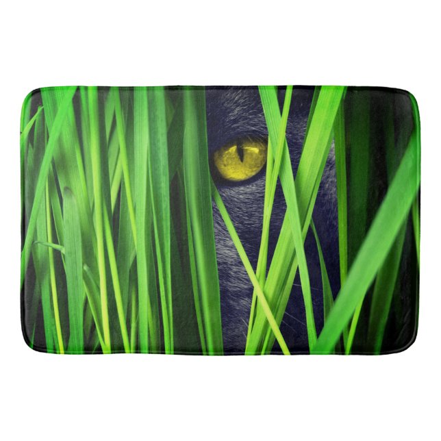 Schwarze Katze Badematte (Vorderseite)