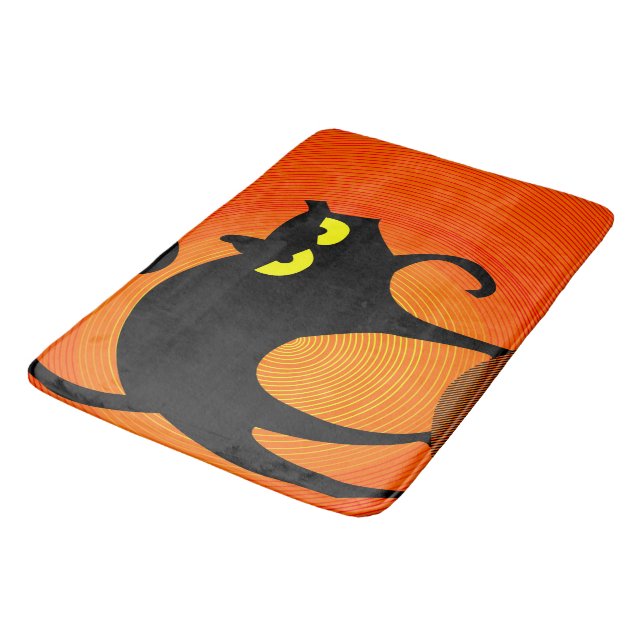 Schwarze Katze Badematte (Schrägansicht)