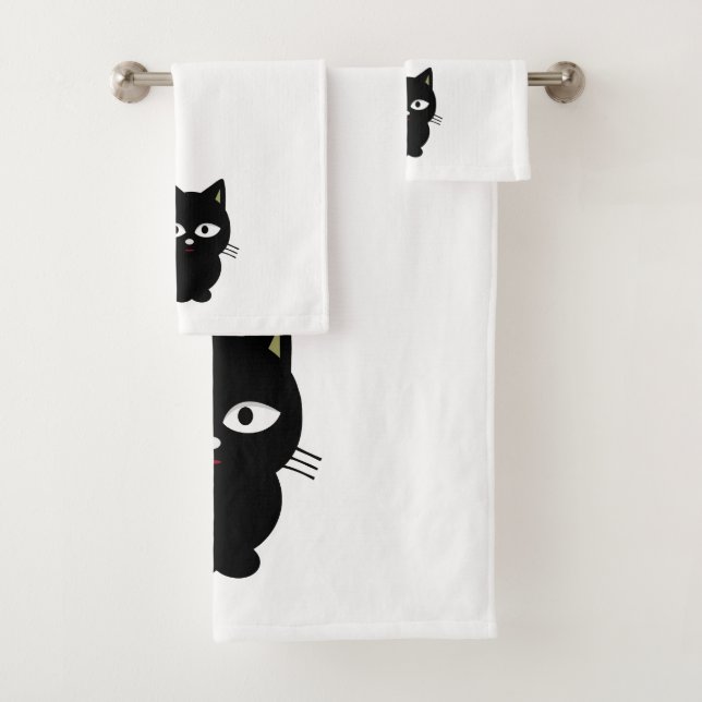 Schwarze Katze - Badezimmer-Tuch-Set Badhandtuch Set (Insitu)