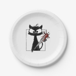 Schwarze Katze Baseball Horror Halloween Pappteller
