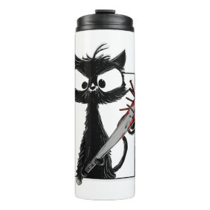 Schwarze Katze Baseball Horror Halloween Thermosbecher
