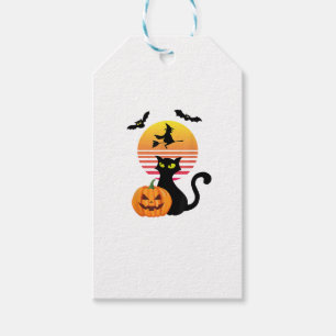 Schwarze Katze, Bat, Hexe und Kürbis bei Sonnenunt Geschenkanhänger