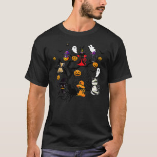 Schwarze Katze Baum Kürbis Halloween Katze Hallowe T-Shirt