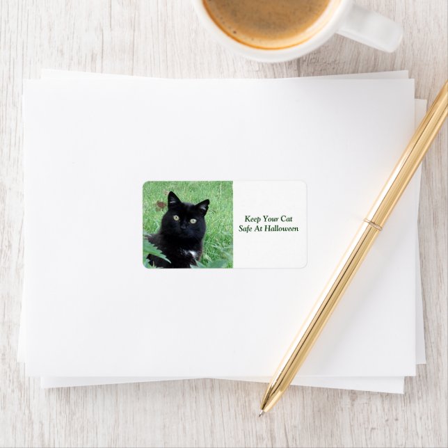 Schwarze Katze - Behalt Ihres katzensicheren Etike Adressaufkleber (Insitu)